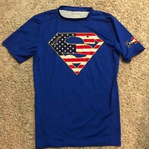 Youth boys super man under Armour compression
